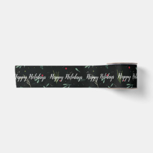 Ruban En Satin Festive Feuilles Berries Botanique