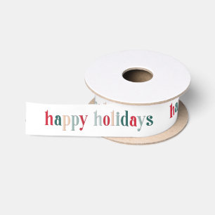 Ruban En Satin Festive Happy Holidays Design rouge et vert
