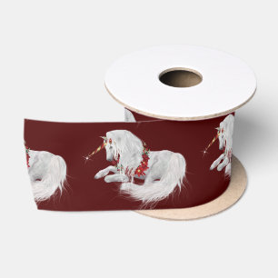 Ruban En Satin Festive Noël licorne rouge