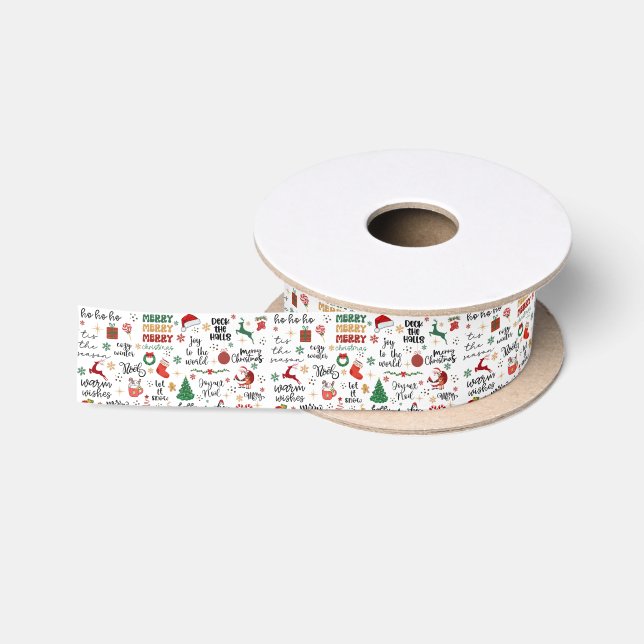 Ruban En Satin Festive Noël Sayes et graphismes (Bobine)
