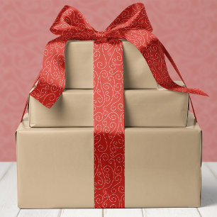 Ruban En Satin Festive Red Swirl Motif Noël