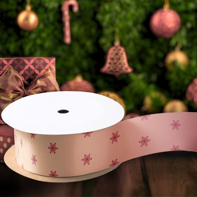 Ruban En Satin Festive Rouge métallique Flambeau de neige Motif N (Créateur téléchargé)