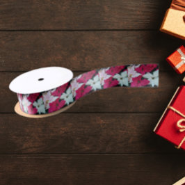 Ruban En Satin Festive vacances Poinsettias Floral