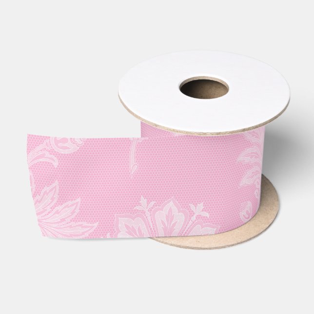 Ruban En Satin Fête des mariées de dentelle rose (Bobine)