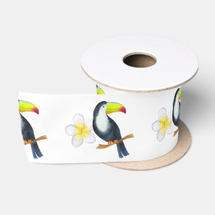 Ruban En Satin Fête estivale aquarelle tropicale Toucan