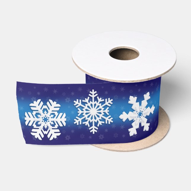 Ruban En Satin Fêtes d'hiver Motif de Flamme blanc de Noël (Bobine)