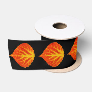 Ruban En Satin Feuille d'Aspen rouge et jaune #10
