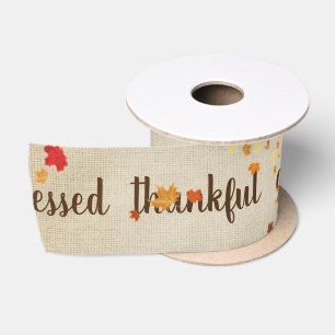 Ruban En Satin Feuilles Automne Avec Texte