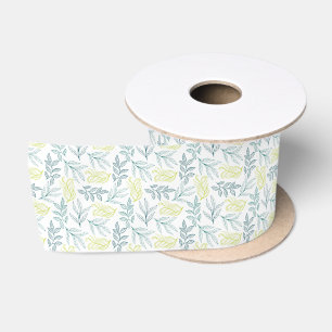 Ruban En Satin Feuilles botaniques & Branches Twiggy Motif Satin