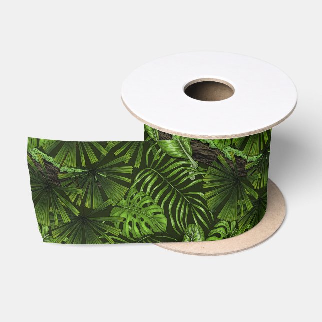 Ruban En Satin Feuilles de la jungle (Bobine)