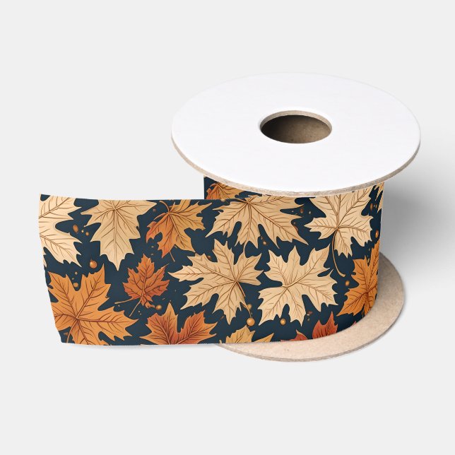 Ruban En Satin Feuilles de la récolte d'automne et d'automne (Bobine)