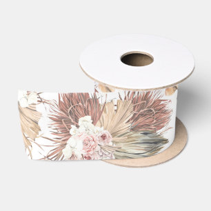 Ruban En Satin Feuilles de palmier séchées Foliage tropical Aquar