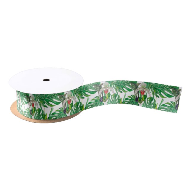 Ruban En Satin feuilles de palmiers (Bobine)
