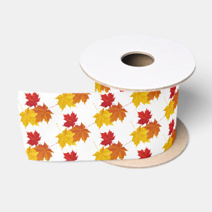 Ruban En Satin Feuilles de ruban satiné-automne