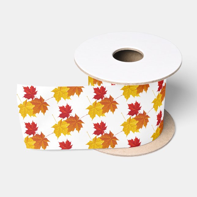 Ruban En Satin Feuilles de ruban satiné-automne (Bobine)