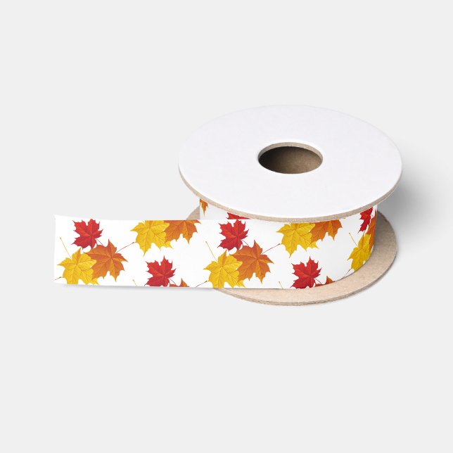 Ruban En Satin Feuilles de ruban satiné-automne (Bobine)