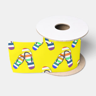 Ruban En Satin Feuilles de tongs triées sur jaune