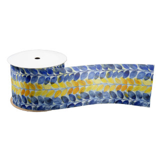 Ruban En Satin Feuilles jaune et bleu