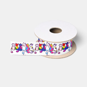 Ruban En Satin Fierté LGBTQ Rainbow Kitty Cats