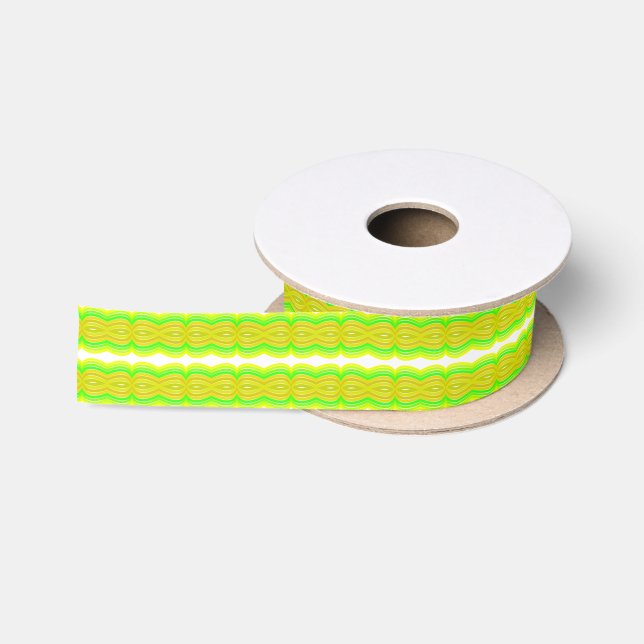 Ruban En Satin Figure Vert Et Jaune Huit  Art Motif (Bobine)
