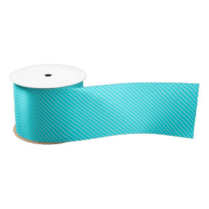 Ruban En Satin Filets diagonaux - turquoise et blanc