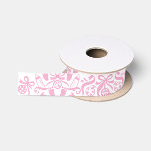 Ruban En Satin Fille Baby Shower Motif Hochet Bouteille Rose