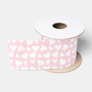 Ruban En Satin Fille Coeur Motif rose blanc