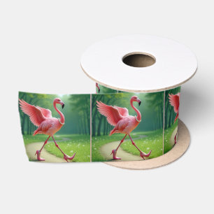 Ruban En Satin Flamant rose à talons et perles hauts