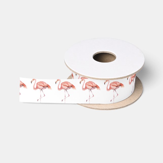 Ruban En Satin Flamant rose rose (Bobine)