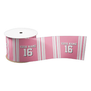 Ruban En Satin Flamant rose Rose White Team Jersey Numéro personn
