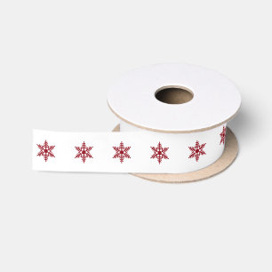 Ruban En Satin Flammes de neige rouges sur blanc ou choisir n'imp