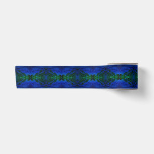 Ruban En Satin Flèches Abstraites de teinture bleue et verte