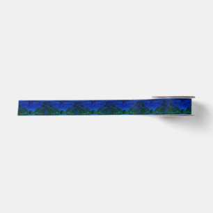 Ruban En Satin Flèches Abstraites de teinture bleue et verte