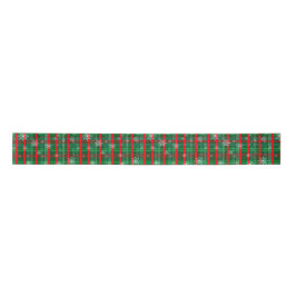 Ruban En Satin Flèches de neige de Noël vert plaid