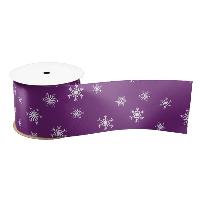 Ruban En Satin Flèches de neige violet et blanc Cadeau de Noël (Bobine)