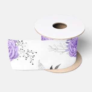 Ruban En Satin Fleur botanique florale colorée violette