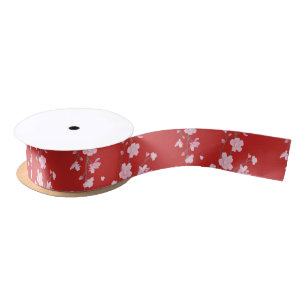 Ruban En Satin Fleur de cerisiers - Rouge