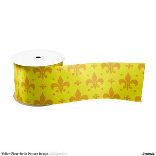 Ruban En Satin Fleur de lis Motif jaune