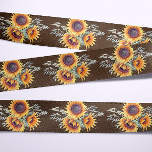Ruban En Satin Fleur de soleil rustique  