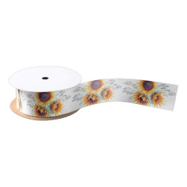 Ruban En Satin Fleur de tournesol blanc