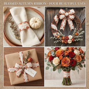 Ruban En Satin Fleur floral aquarelle orange automne