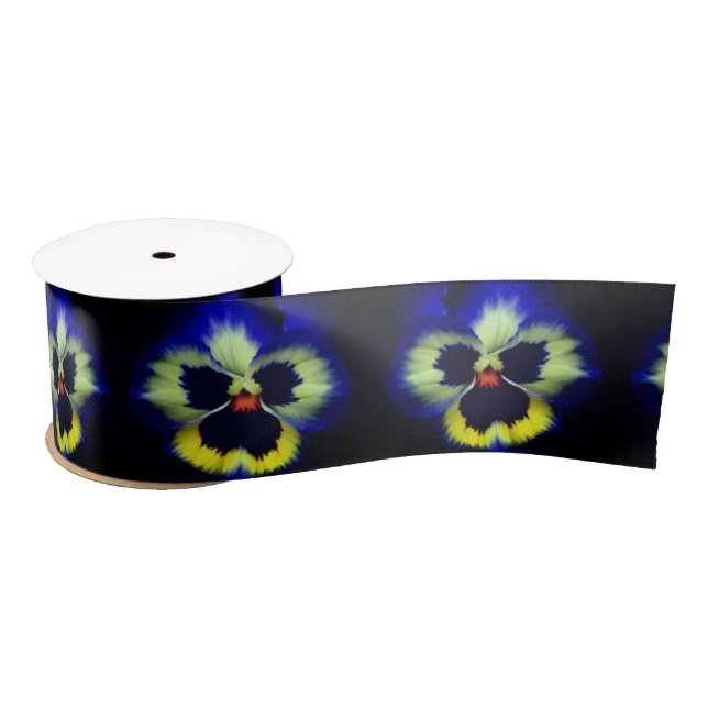 Ruban En Satin Fleur Gras Bleu Pansy (Bobine)