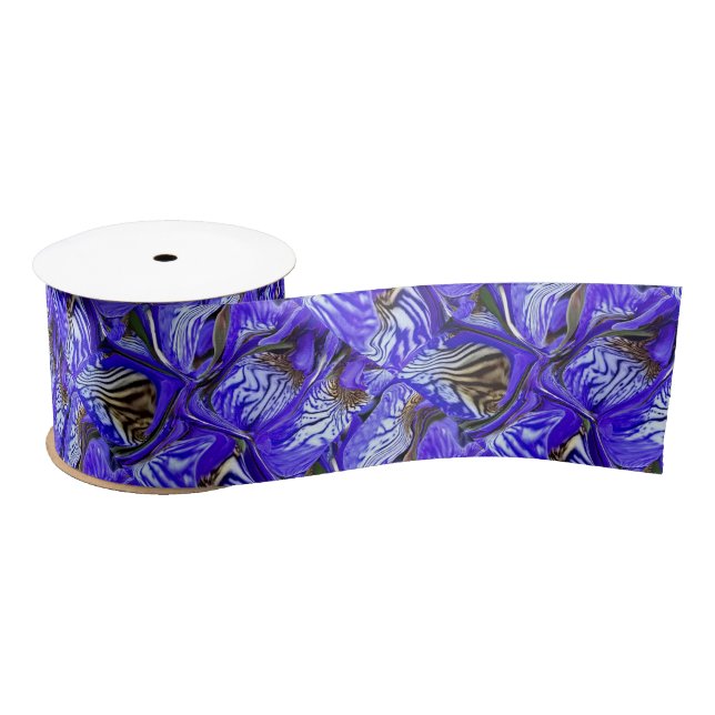Ruban En Satin Fleur Iris Violet / Esthétique / Carrelé / (Bobine)