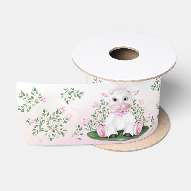 Ruban En Satin Fleur rose d'agneau (Bobine)