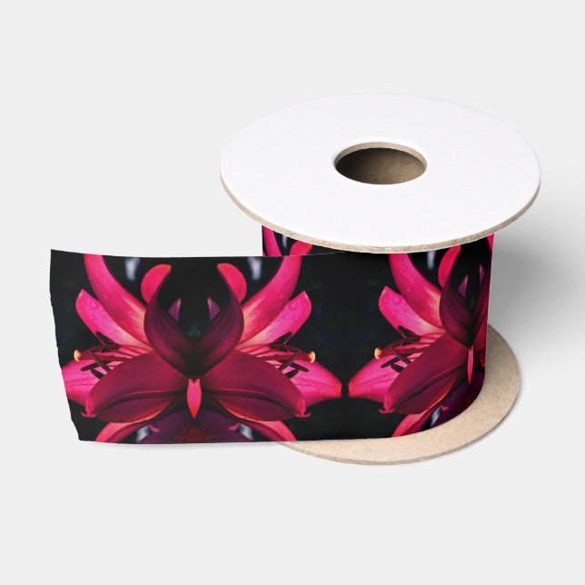 Ruban En Satin Fleur rouge Abstraite (Bobine)