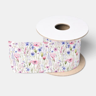 Ruban En Satin Fleur sauvage de couleur aquarelle