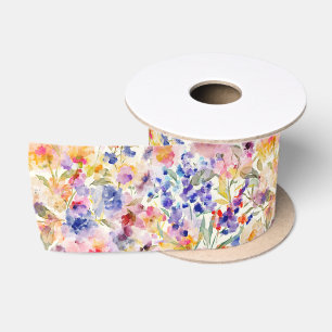 Ruban En Satin Fleurs aquarelles romantiques, peinture douce et j