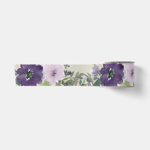 Ruban En Satin Fleurs aquarelles violettes jolies