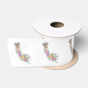 Ruban En Satin Fleurs colorées Bouquet Giraffe - Dessin Moderne