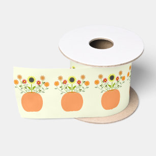 Ruban En Satin Fleurs d'action de grâces à motif Citrouille